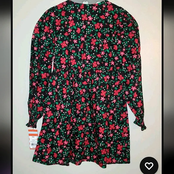 Cat & Jack Girls’ Long Sleeve Woven Dress - Black Floral 10/12 NWT - Picture 3 of 3